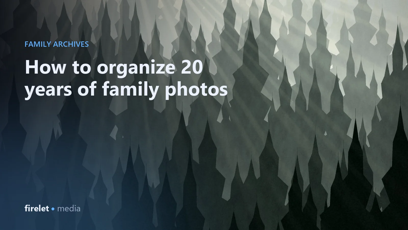 An autumn landscape photograph behind the title How to organize 20 years of family photos.
