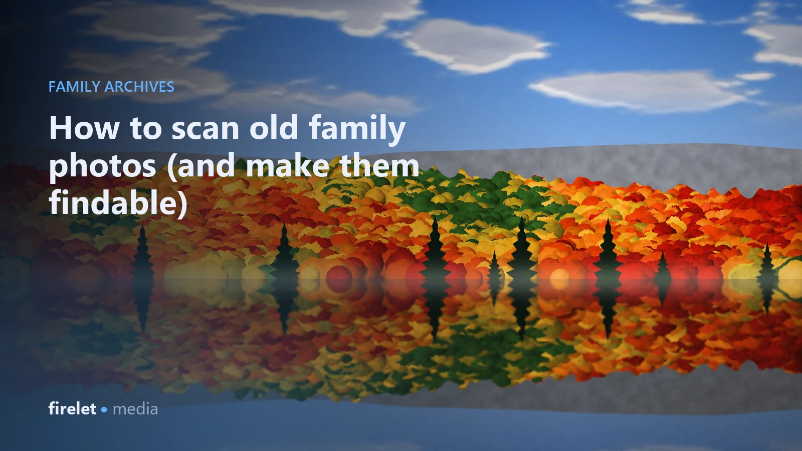 The post title over an illustrated lake surrounded by autumn trees.